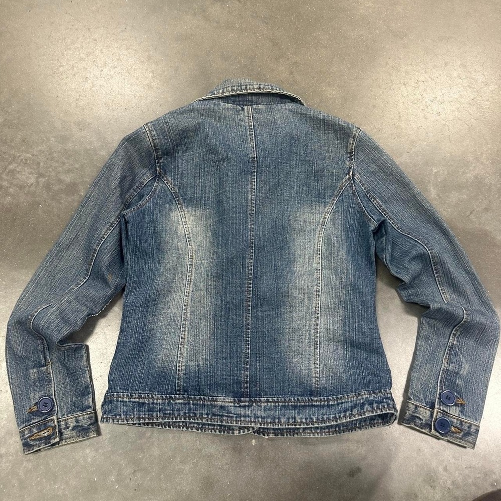 Rave Moda Y2K faded blue denim jacket with button-up front and pockets Size Sm - Picture 5 of 6